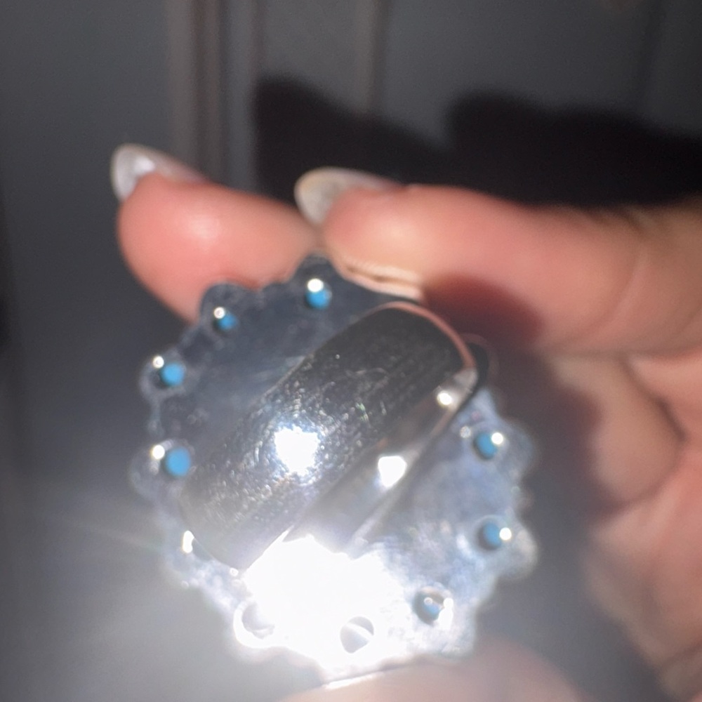 Turquoise Silver Statement Ring Size 9.5 - image 4
